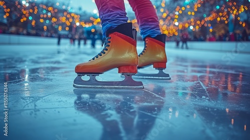 Wallpaper Mural Vibrant skates glide on shimmering ice, framed by cheerful lights Torontodigital.ca