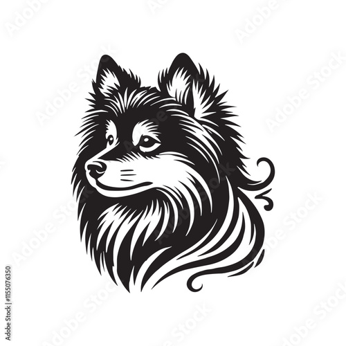 American Eskimo Dog Silhouette - Dog Vector - Minimalist Dog Illustration.