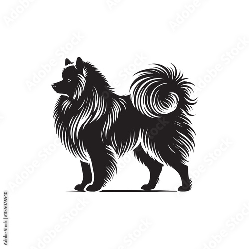 American Eskimo Dog Silhouette - Dog Vector - Minimalist Dog Illustration.