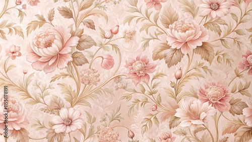 Wallpaper Mural Pastel pink floral wallpaper with intricate details and soft texture, home decor Torontodigital.ca