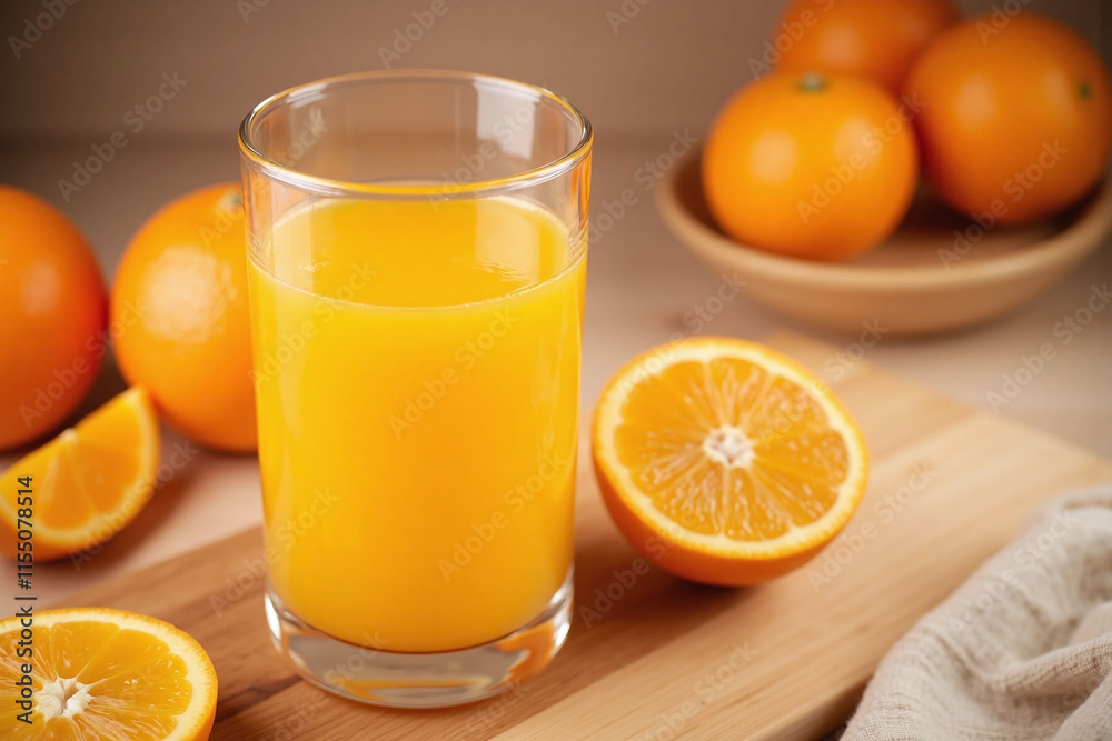 Scene glass orange juice cutting board slice pulp coziness Scene glass orange juice cutting board slice pulp coziness