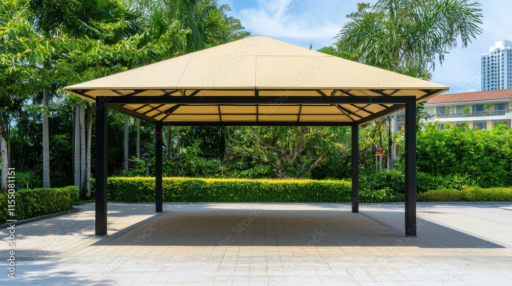 Idyllic Gazebo in Lush Urban Park Setting Offering Shade and Tranquility for Events Gatherings and Relaxation Idyllic Gazebo in Lush Urban Park Setting Offering Shade and Tranquility for Events Gatherings and Relaxation