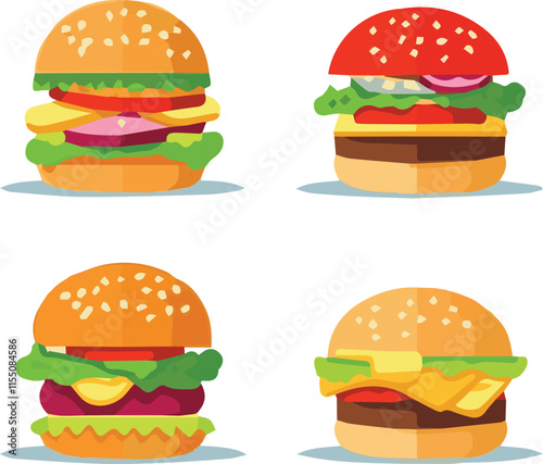 Burger icon set. cheese burger Symbol. hamburger sign. for mobile concept and web design. vector illustration on white background