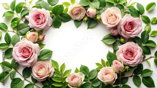 Elegant rose flower with lush green leaves forming a beautiful frame around it , Floral Arrangement photo