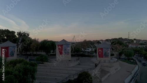 Izmir Alaçatı Historical Stone Windmills