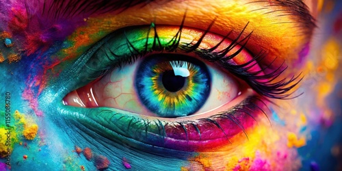 Close up of a vibrant and expressive eye, eye, vision, sight, iris, eyelashes, close-up, pupil, emotion, beauty, expression, human