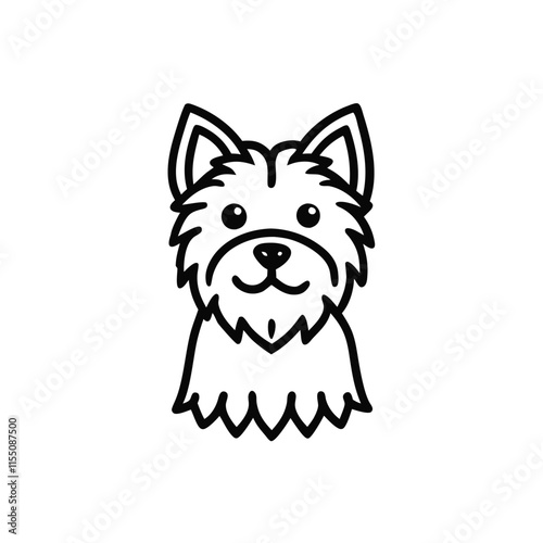 Dog breed Yorkshire terrier sketch hand drawn in engraving. vector cartoon illustration isolated on white background