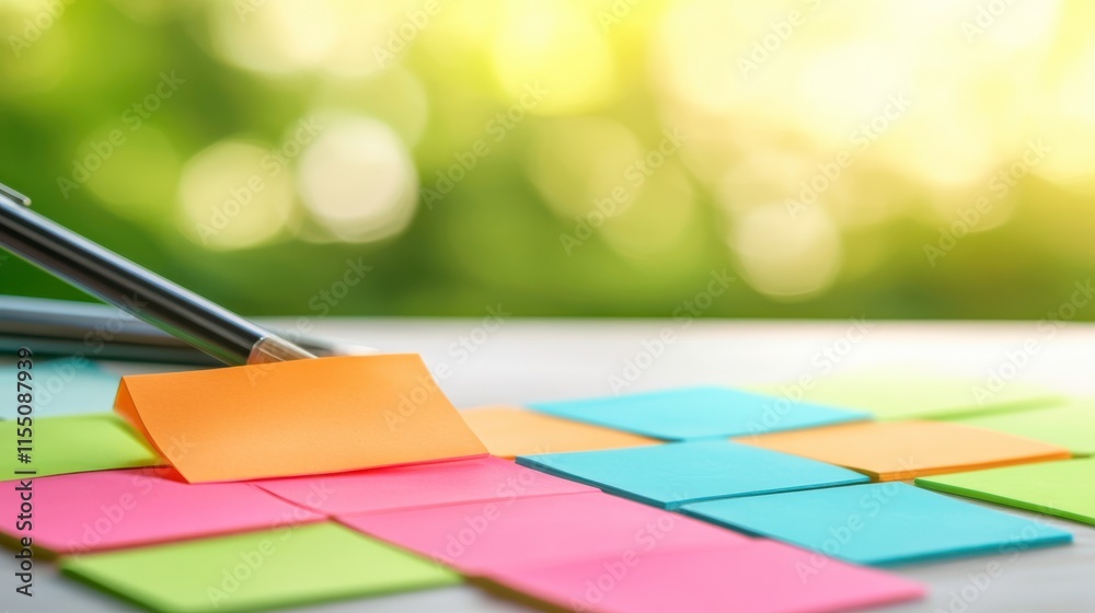 Obraz premium Team Collaboration with Sticky Notes in Natural Light