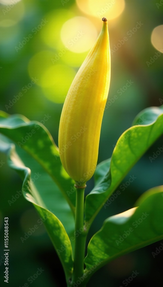 A sweet banana plant stem rises in a burst of light, soft focus, banana plants, radiant stems A sweet banana plant stem rises in a burst of light, soft focus, banana plants, radiant stems
