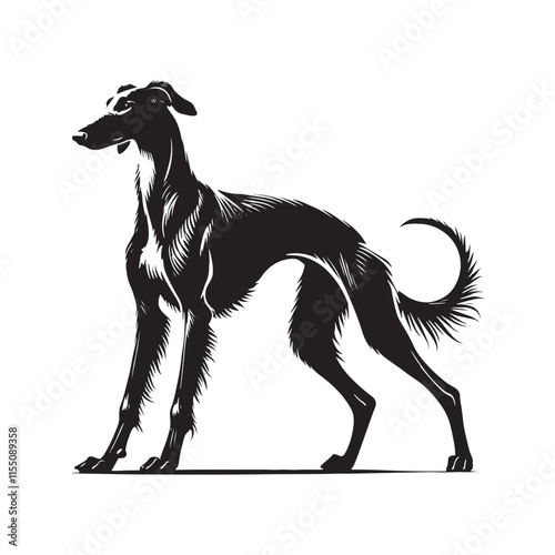 American Staghound Vector - Minimalist Design - American Staghound Silhouette - Illustration of Dog.