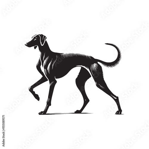 American Staghound Vector - Minimalist Design - American Staghound Silhouette - Illustration of Dog.