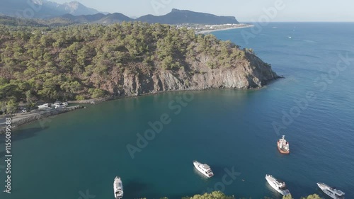 Drone view of Paradise Bay in Antalya