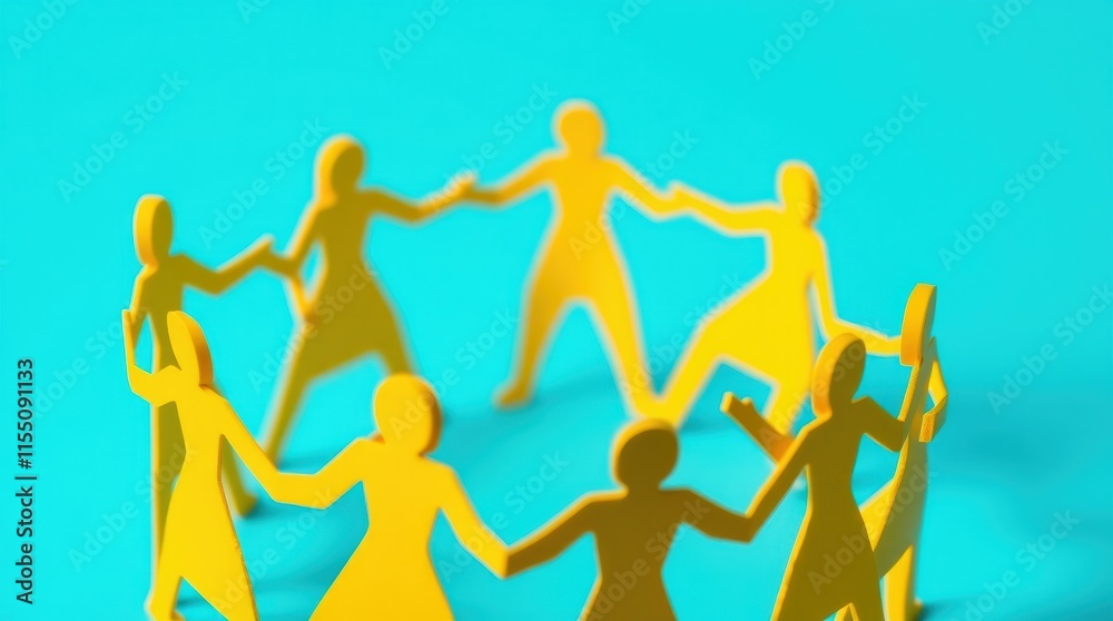 Bright Yellow Paper Cutout Figures in Unity and Teamwork Bright Yellow Paper Cutout Figures in Unity and Teamwork