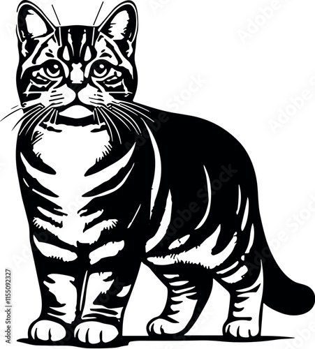 American Shorthair Cat vector black silhouette cricut design for T-shirt