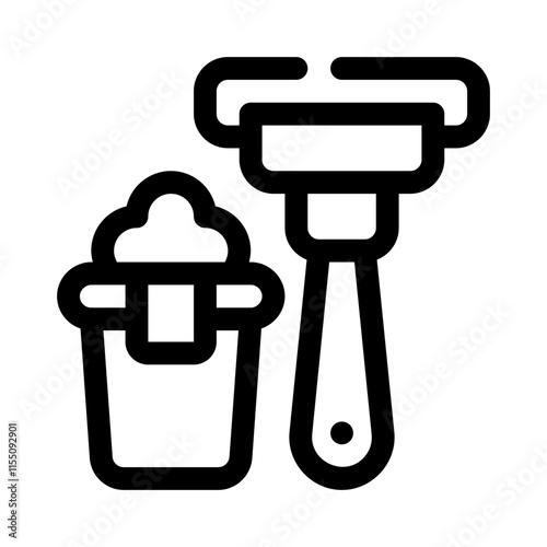 cleaning bucket line icon