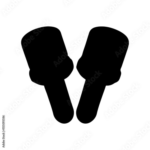 Black earplugs hearing protection silhouette vector illustration on white background