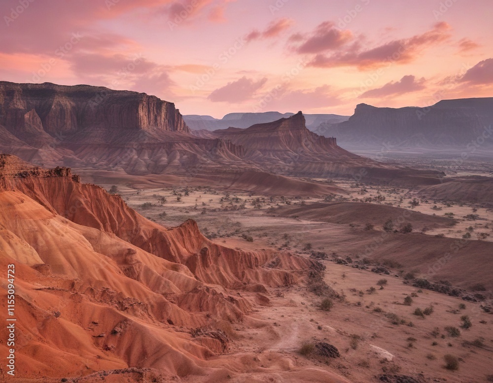 Fototapeta premium Earthy tones of Chamarel seven coloured earths at dusk with soft pastel hues, earthy, tone, natural