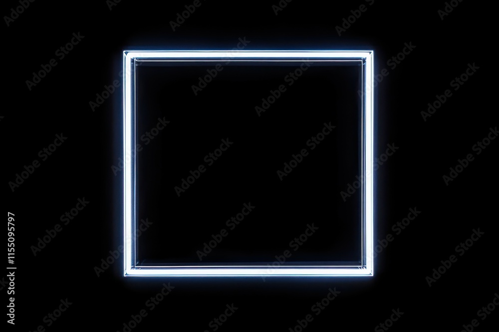 Neon Square Frame on Black Background. Neon Square Frame on Black Background.