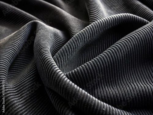 Black corduroy's textural richness captured in fashion photography. photo