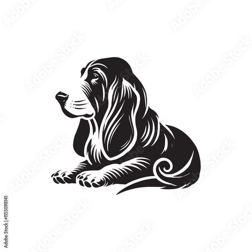 Basset Hound Dog Minimalist Vector - Basset Hound Silhouette - Basset Hound Illustration.
