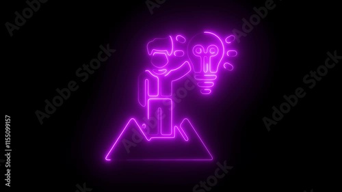 Wallpaper Mural Glowing Neon Successful Icon on Black Background | HD Video Motion Graphic Animation Torontodigital.ca