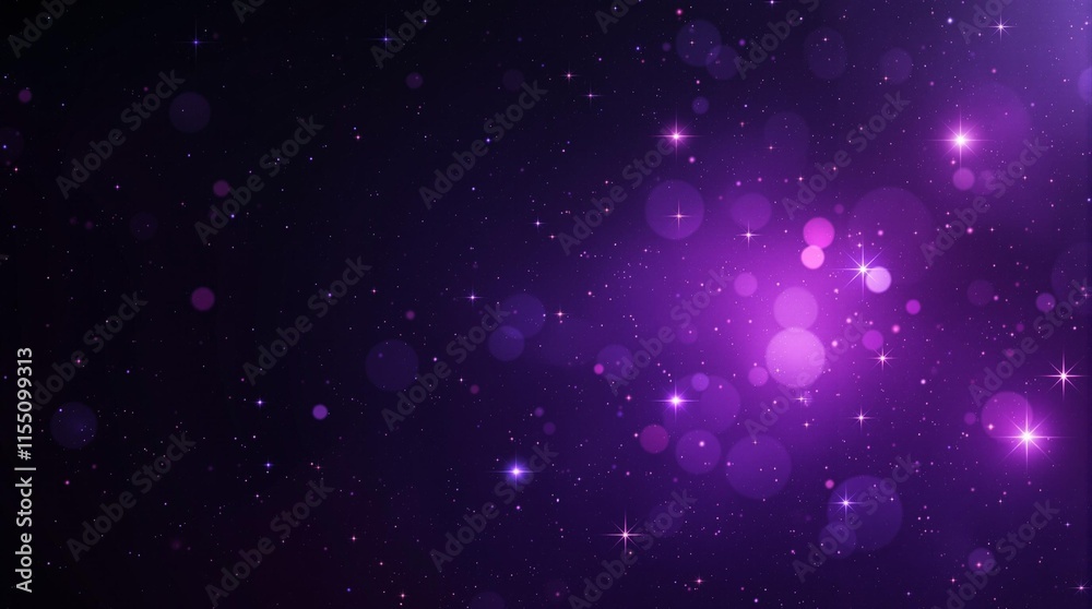 Fototapeta premium Mystical Black And Violet Galaxy Background With Bokeh for Fantasy Book Covers Digital Wallpapers and Event Posters