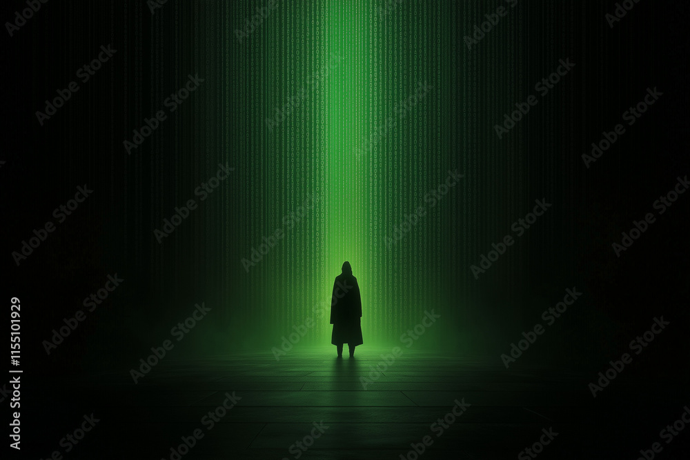 Minimalist image of a human shadow trapped inside a digital matrix, symbolizing ethical questions about control and freedom in AI. Minimalist image of a human shadow trapped inside a digital matrix, symbolizing ethical questions about control and freedom in AI.