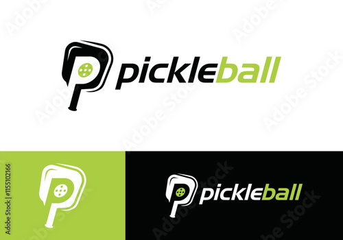 letter p pickleball sport logo design vector concept