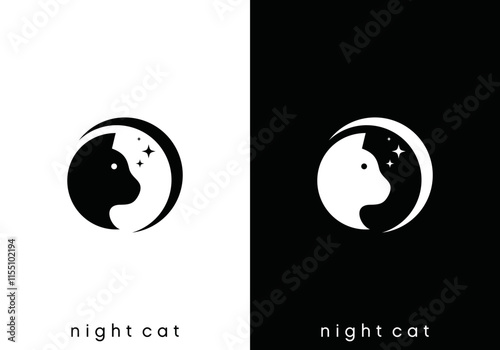 paint with moon star logo design. simple creative pet health care symbol vector concept