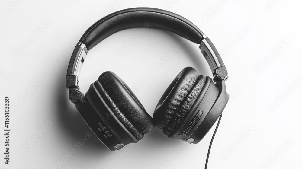 A set of wireless headphones with a minimalist aesthetic, placed on a white background for sleek audio device marketing. A set of wireless headphones with a minimalist aesthetic, placed on a white background for sleek audio device marketing.