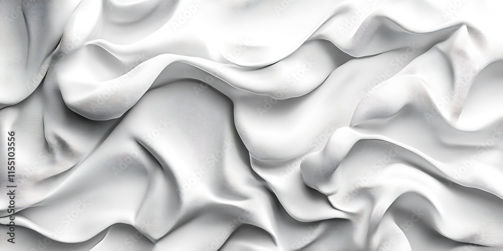 Fototapeta premium Abstract white fabric texture with soft waves and folds.