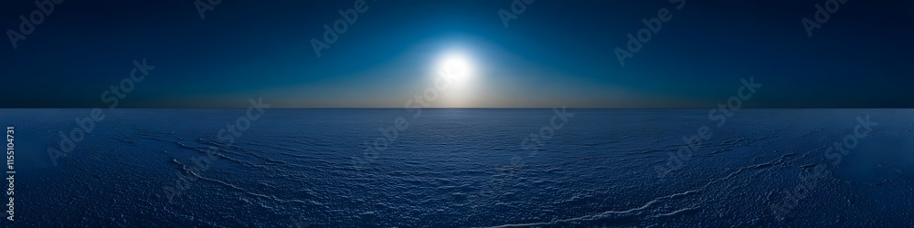 Obraz premium Panoramic shot of the Rann of Kutch salt flats under the full moon. with dramatic shadows and glowing white expanses stretching into the horizon. in 4K resolution