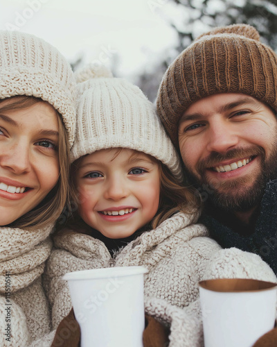 happy family in winter photo