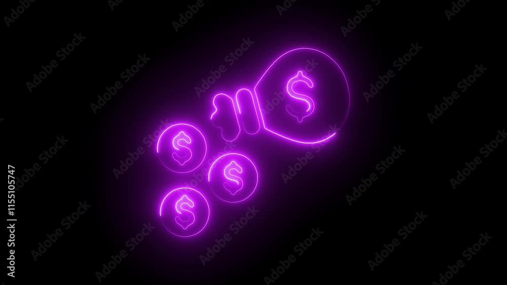 Glowing Neon Icon of Expenses Management on Black Background, HD Motion Graphic Animation for Financial Tracking Concept Glowing Neon Icon of Expenses Management on Black Background, HD Motion Graphic Animation for Financial Tracking Concept