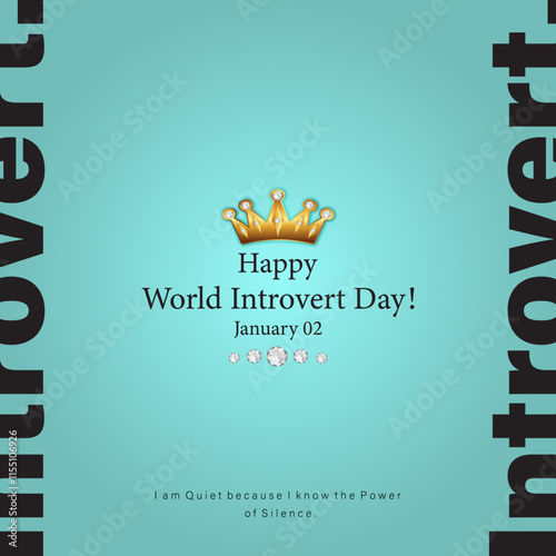 World introvert day flat vector template design with golden crown vector illustration.