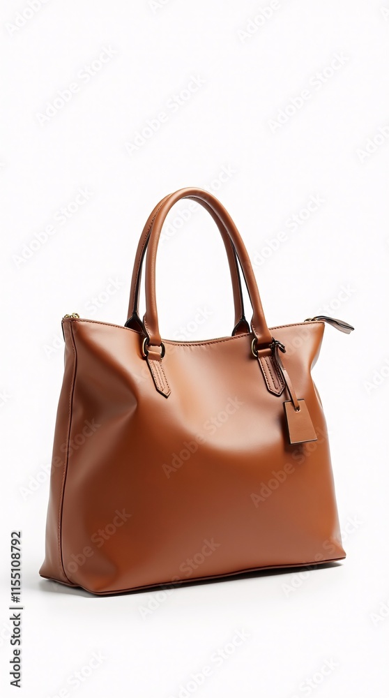 brown leather handbag on white background brown leather handbag on white background