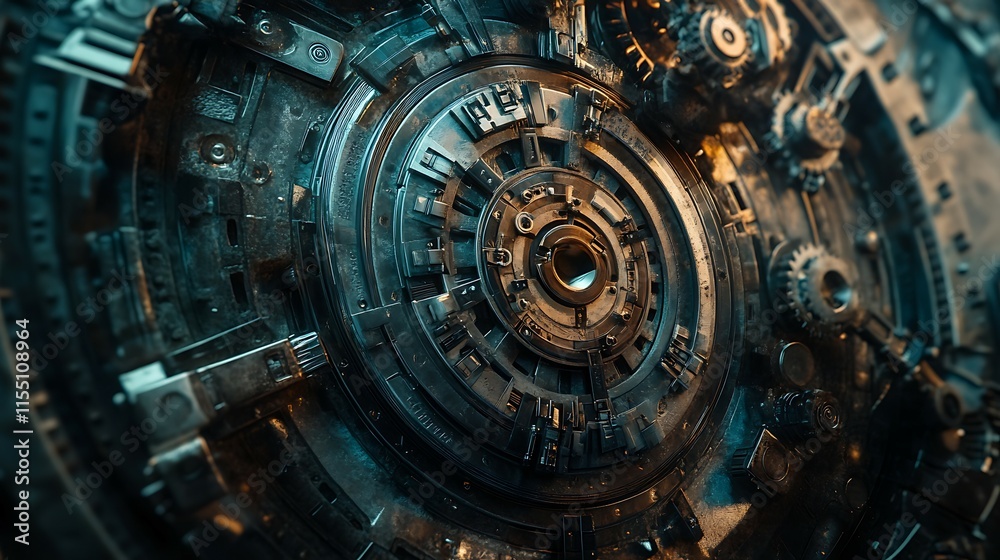 Fototapeta premium Closeup of gear mechanism, industrial background