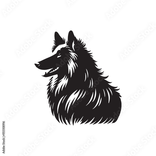 Minimalist Belgian Sheepdog - Silhouette of Belgian Sheepdog - Vector of Belgian Sheepdog.