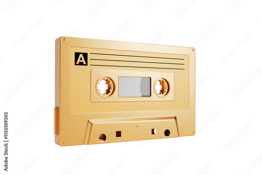 Obraz premium Golden Old Vintage Audio Cassette Tape Mock Up. 3d Rendering