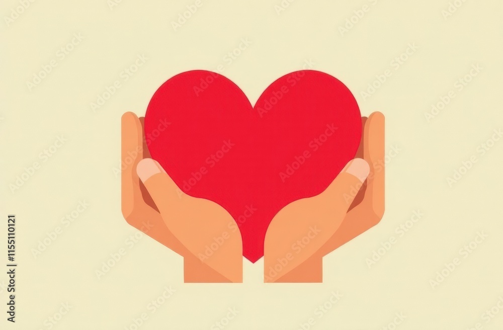 The heart is held by versatile hands. Illustration concept for sharing love, helping others, charity with the support of the global community The heart is held by versatile hands. Illustration concept for sharing love, helping others, charity with the support of the global community