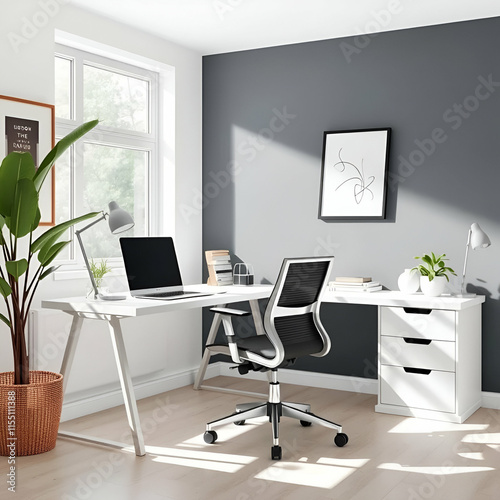 Productivity Boosting Home Office with Modern Design. photo