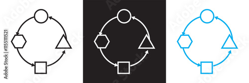 Set of  outline icons related to adaptability. Vector illustration. isolated on white and black background. EPS 10