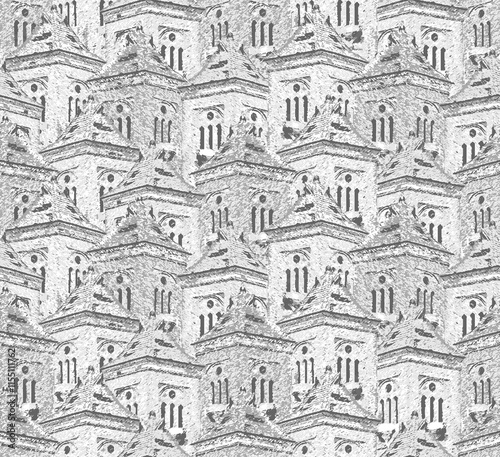 seamless black and white building geometrical textured pattern background designs.