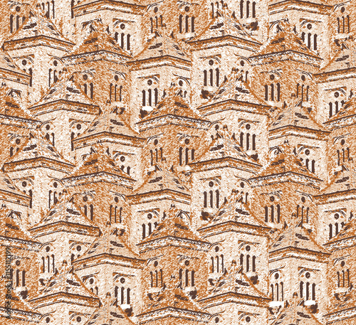 seamless brown theme building geometrical textured pattern background designs.
