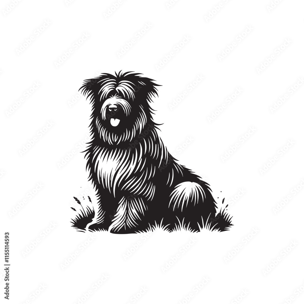 Obraz premium Minimalist Pyrenean Shepherd Dog Vector - Pyrenean Shepherd Dog Silhouette - Dog Illustration.