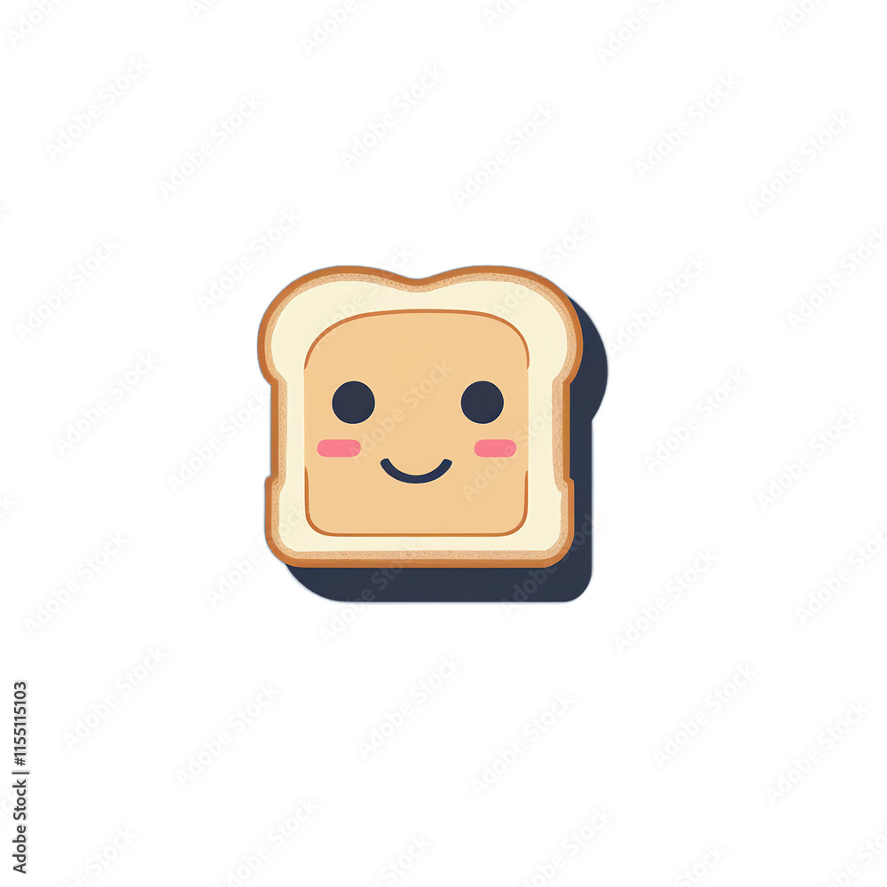 Fototapeta premium simple minimalist toast with cute cartoon face vector illustration isolated transparent background