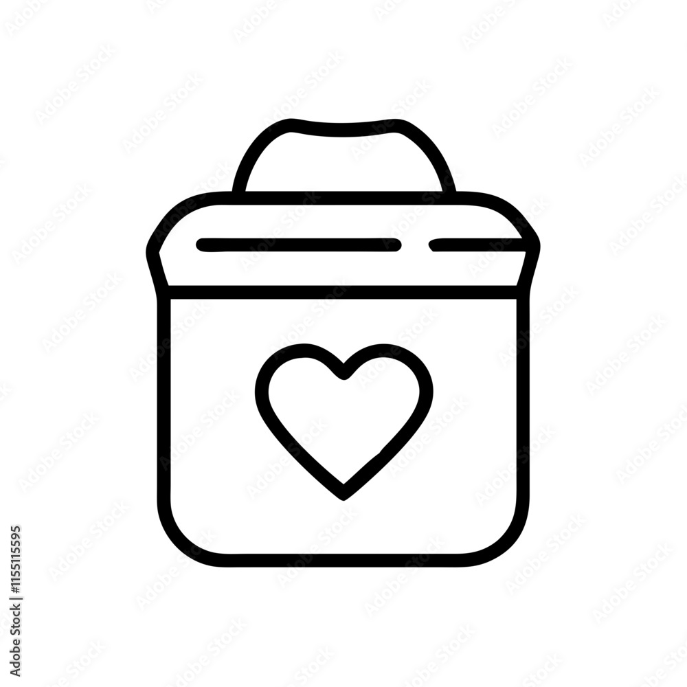 Thin outline icon tip jar or donation jar with a heart symbol. Line sign charity and donation, sponsorship contribution, humanitarian aid. Thin outline icon tip jar or donation jar with a heart symbol. Line sign charity and donation, sponsorship contribution, humanitarian aid.