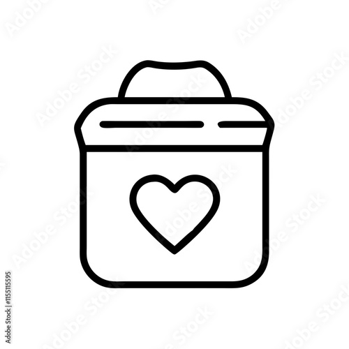 Thin outline icon tip jar or donation jar with a heart symbol. Line sign charity and donation, sponsorship contribution, humanitarian aid.