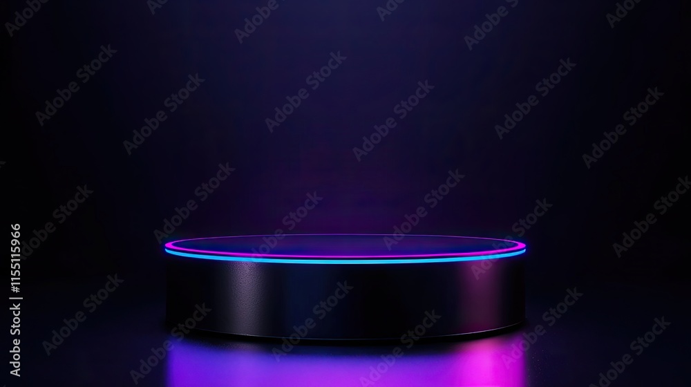 Dark Cylindrical Platform with Neon Lights Dark Cylindrical Platform with Neon Lights
