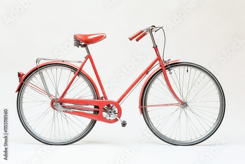 Classic red bicycle on white background. photo